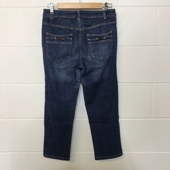 Cache Denim Womens Capri High Rise Rhinestone Denim Medium Wash Jeans 6 - Picture 5 of 12